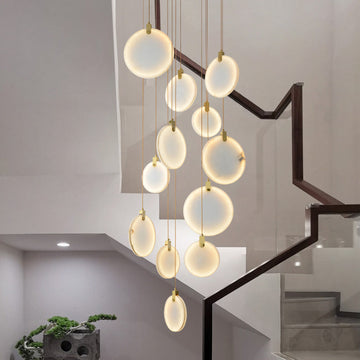 Queenie Alabaster Drop Long Round Chandelier by Bling Lighting Studio