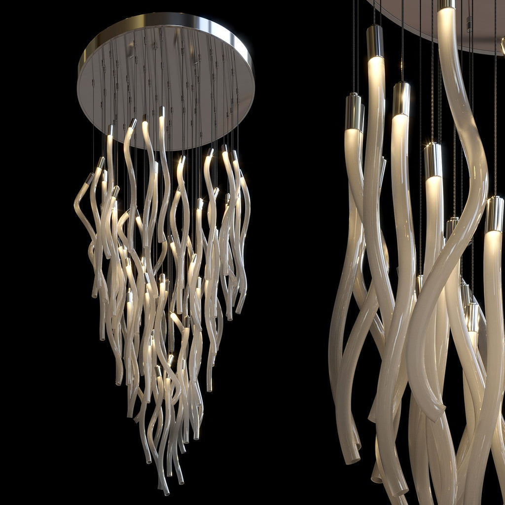 Ivory Tube Fringe Chandelier