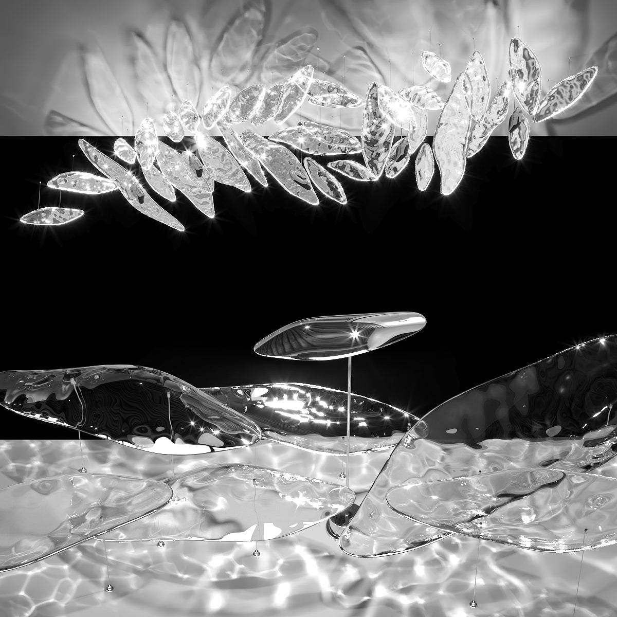 Aqua Glass Manta Orbit Chandelier