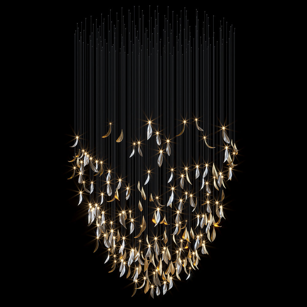 Gold Silver Leaf Rain Chandelier