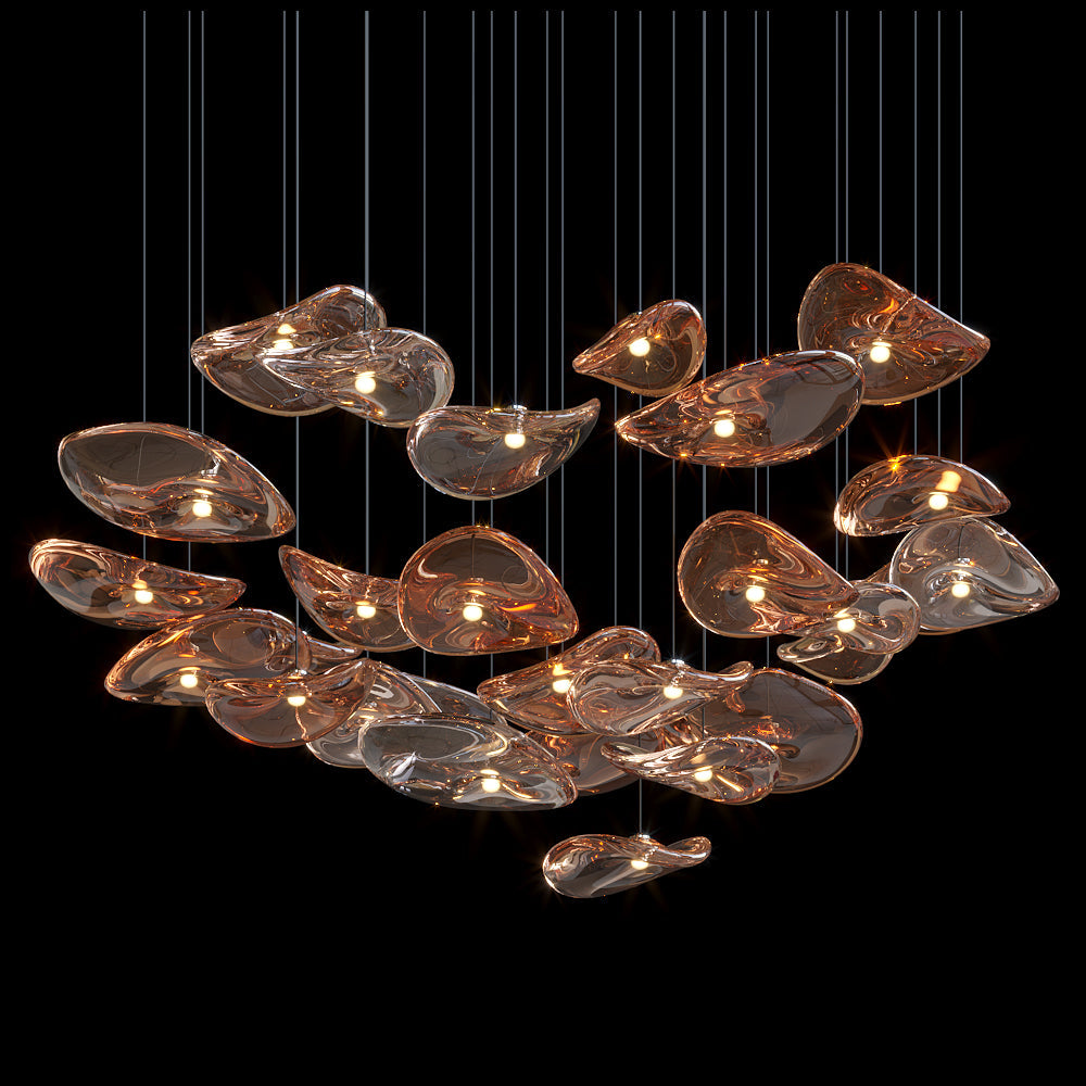 Amber Glass Pebble Cluster Chandelier