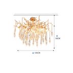Iris Raindrop Brass Branch Crystal Ceiling Light Flushmount by Bling Lighting Studio