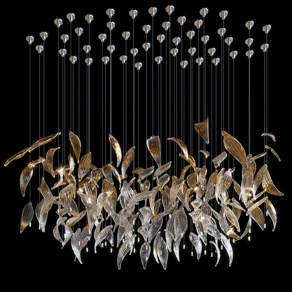 Gold Crystal Leaf Rain Chandelier