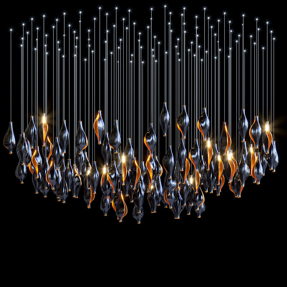 Ivory Ribbon Rain Chandelier
