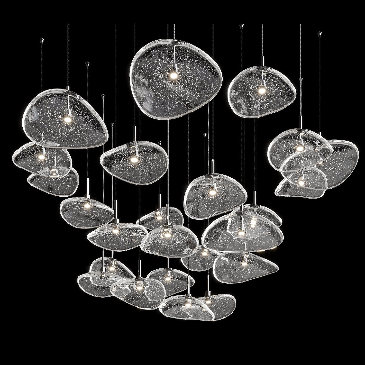 Bubble Glass Pebble Cascade Chandelier
