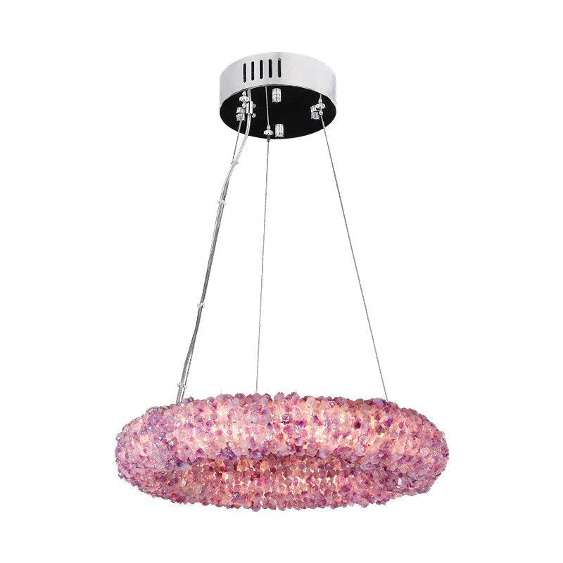 Tadeo Purple Rock Crystal Round Luxury Chandelier by Bling Lighting Studio