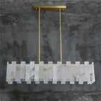 Modern Flake Alabaster Linear Chandelier by Bling Lighting Studio