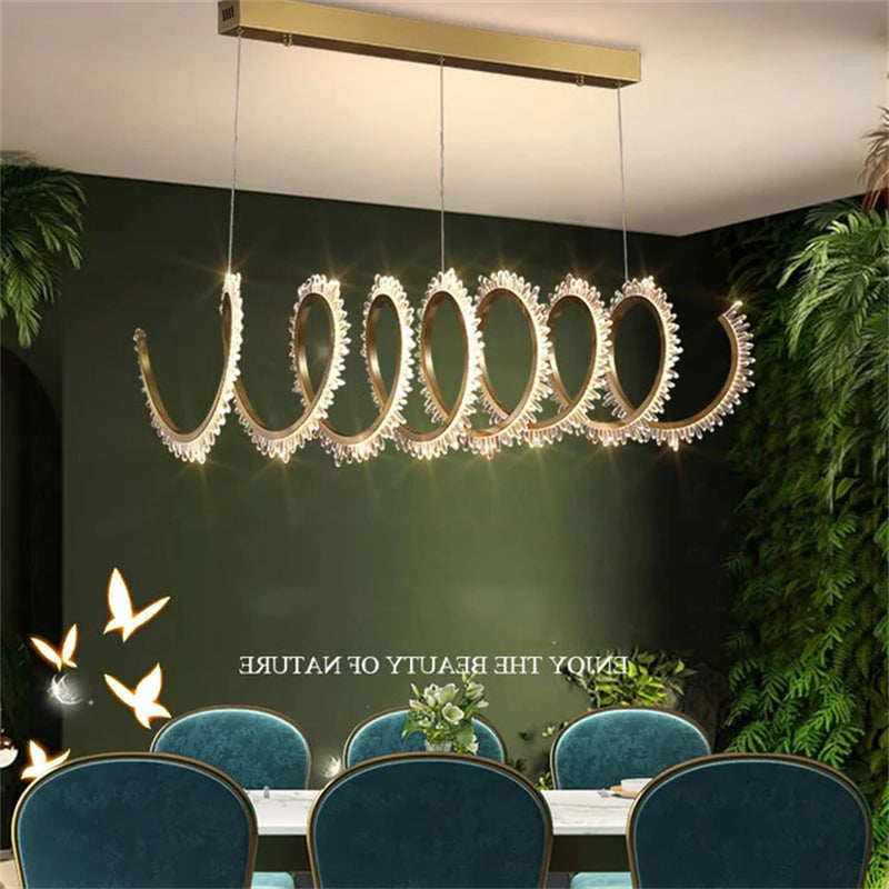 Rorie Modern Rock Crystal Spiral Chandelier, Island Chandelier by Bling Lighting Studio