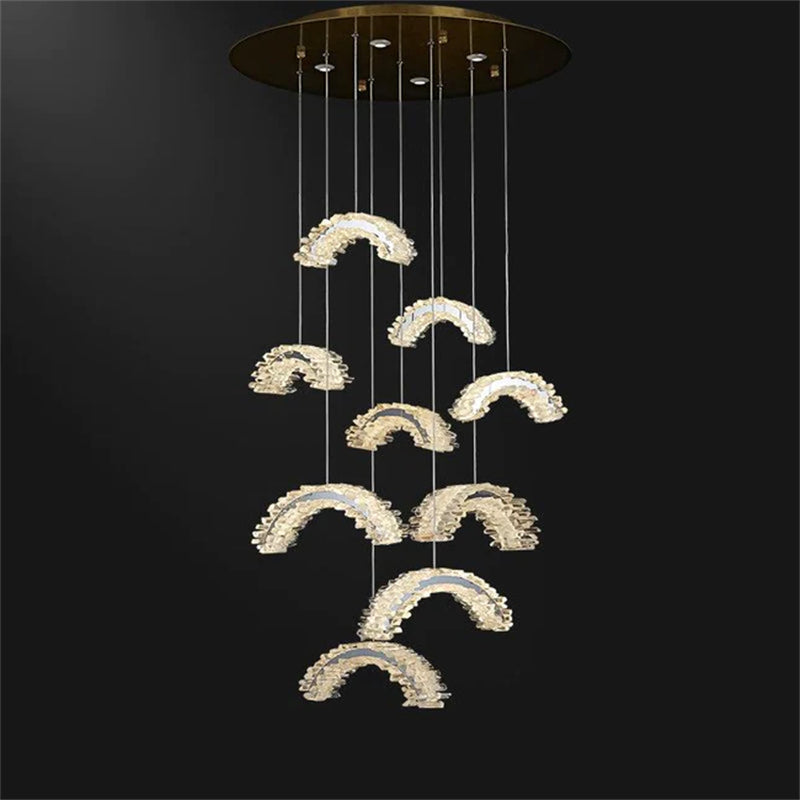 Rainbow Modern Rock Crystal Staircase Chandelier by Bling Lighting Studio