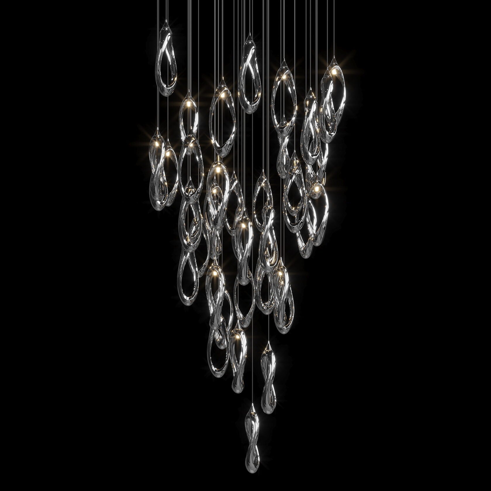 White Ribbon Loop Chandelier