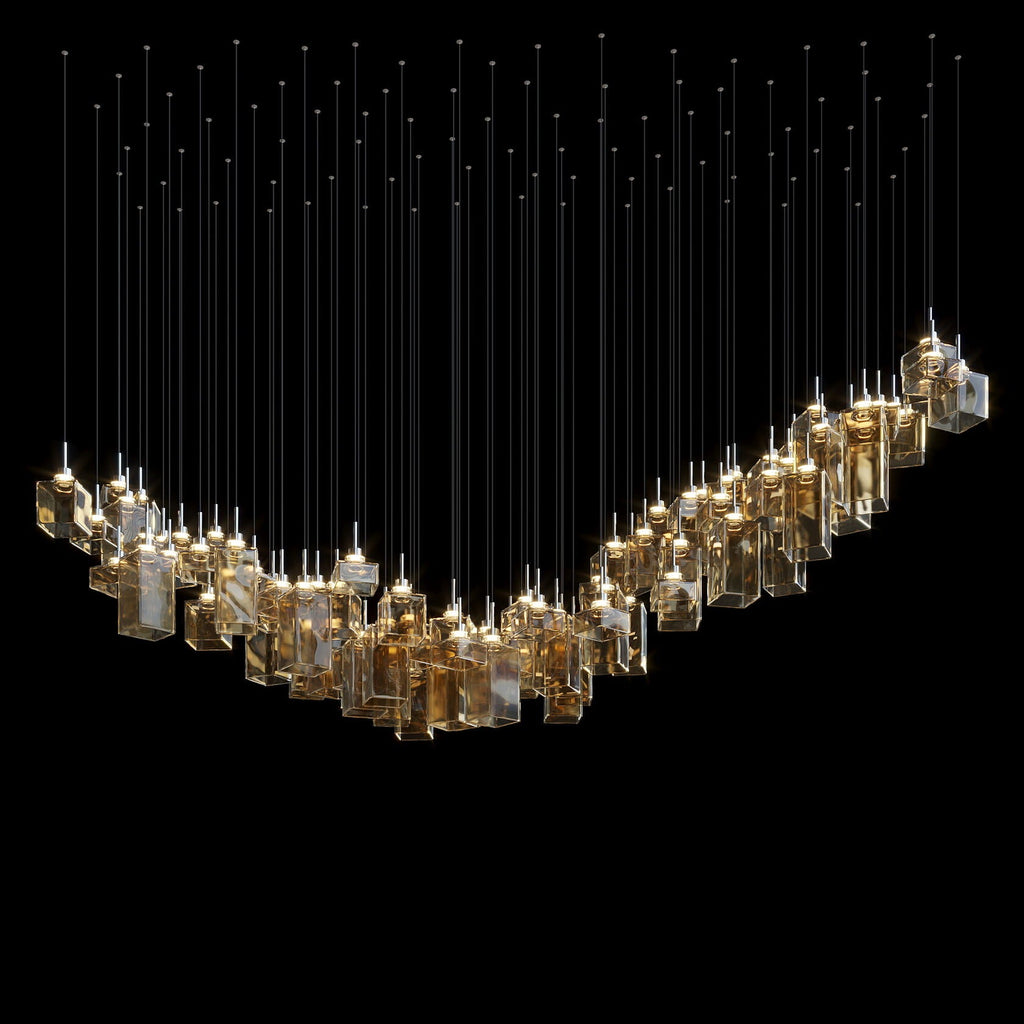 Amber Block Cascade Chandelier