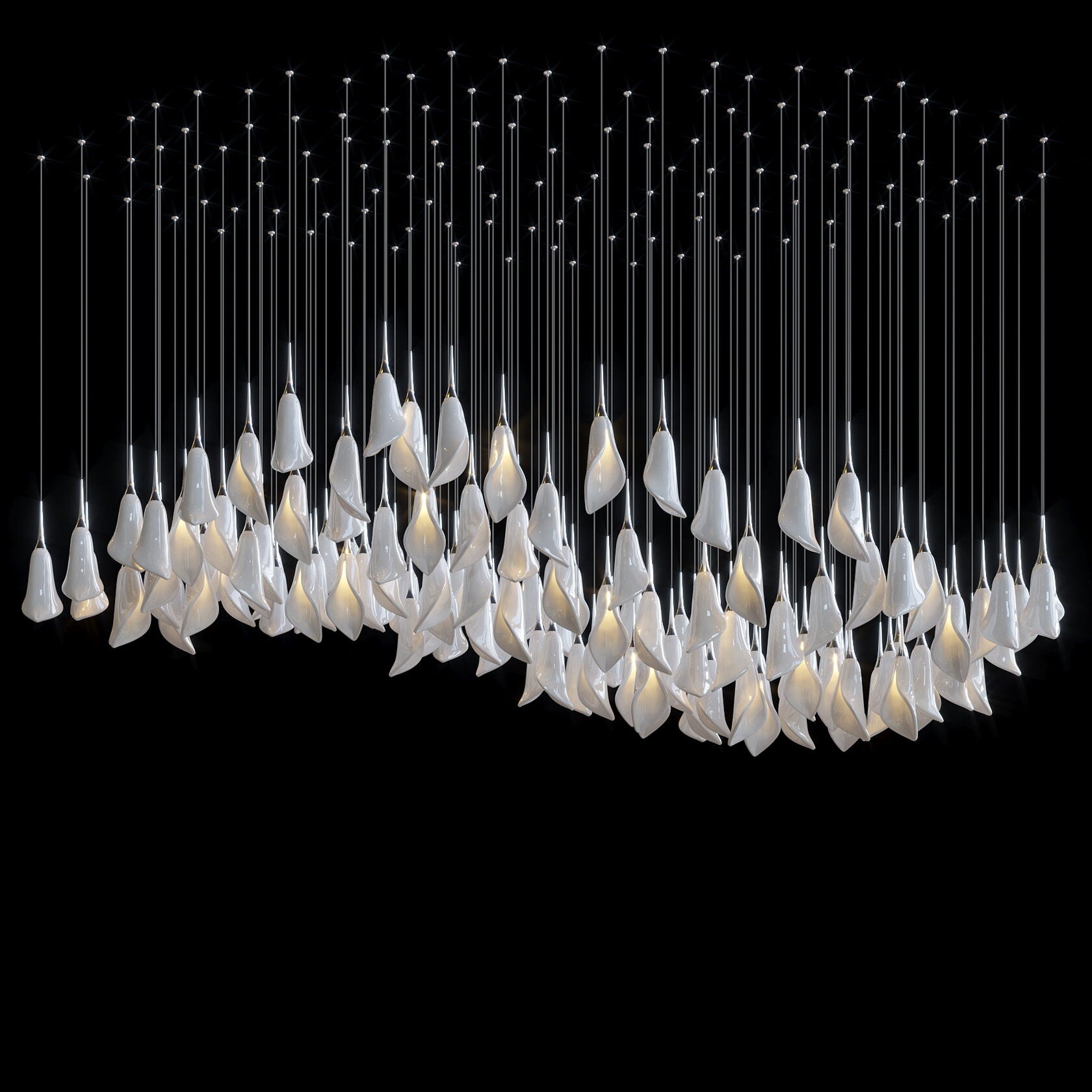 White Petal Drop Chandelier