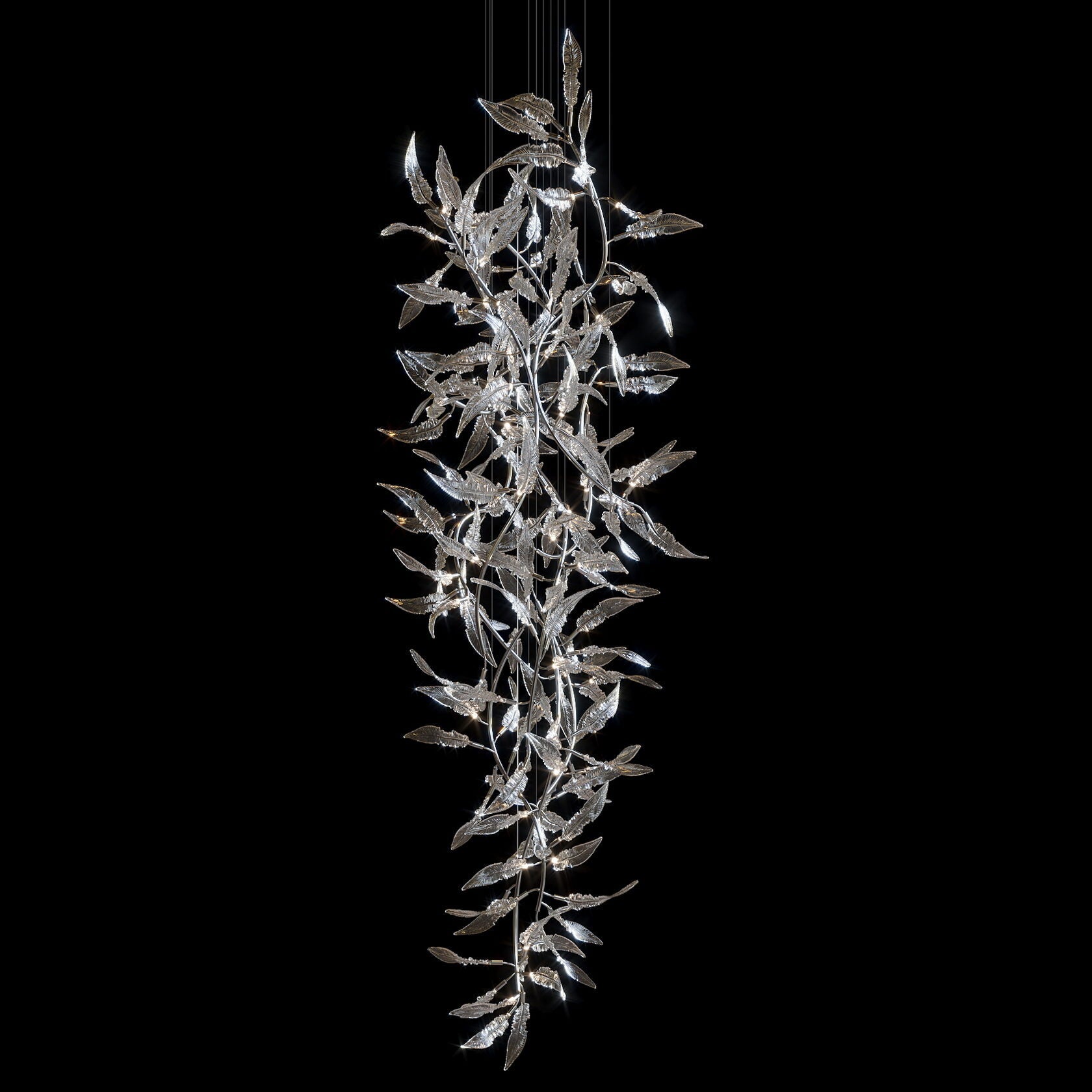 Pink Silver Leaf Vine Chandelier