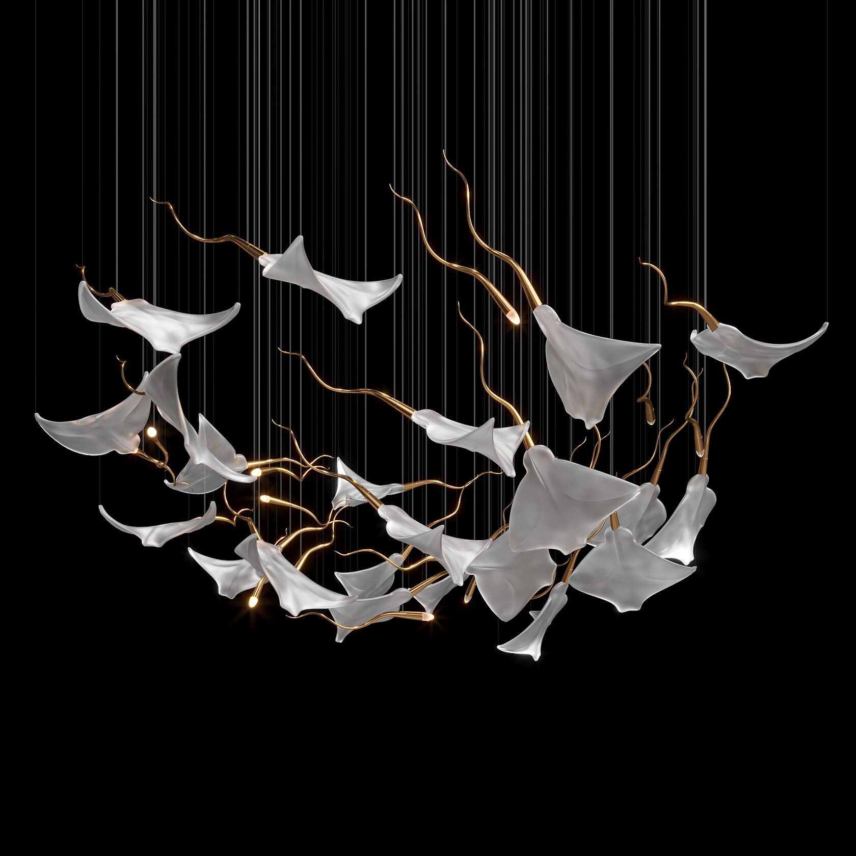 White Manta Branch Chandelier