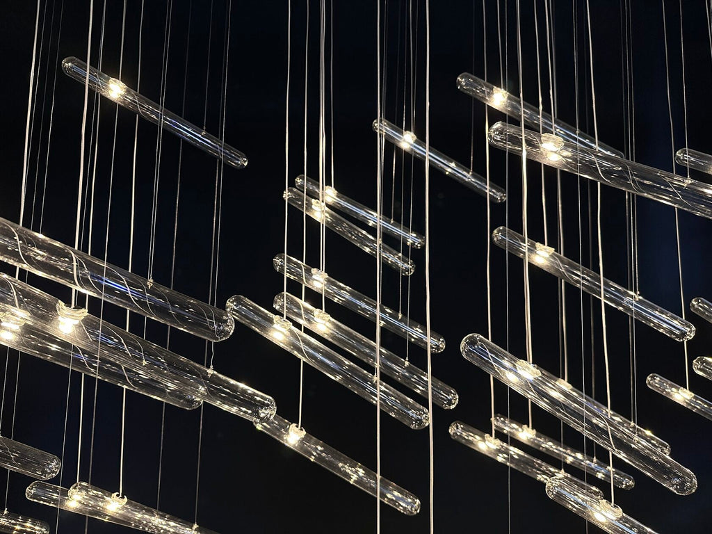 Linear Glass Rod Scatter Chandelier