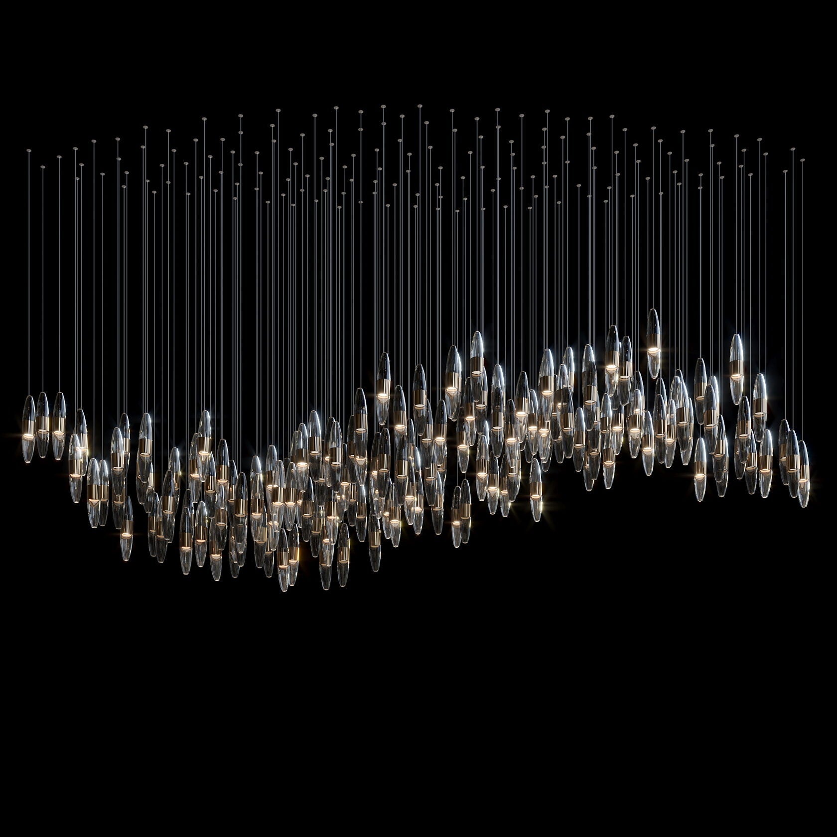 Smoke Capsule Wave Chandelier