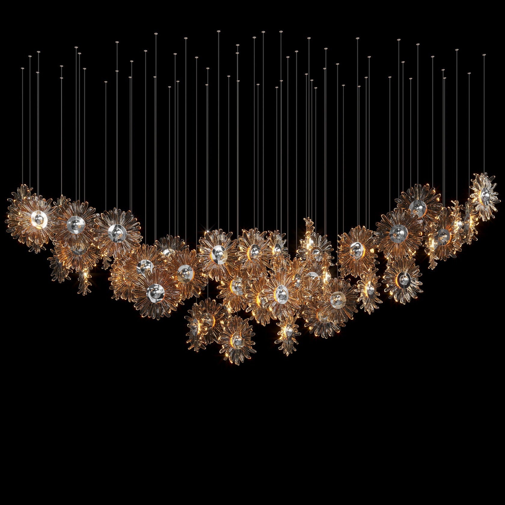 Amber Sunburst Cluster Chandelier