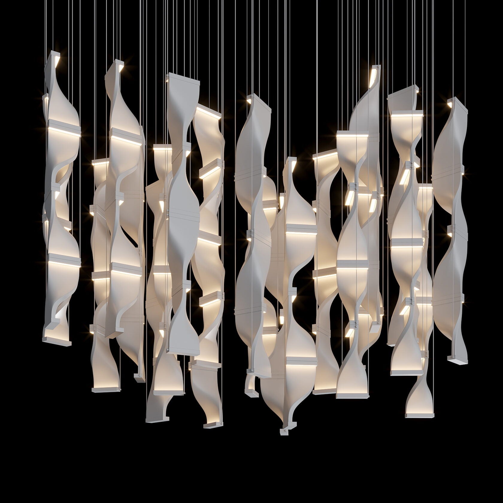 White Ribbon Wave Chandelier