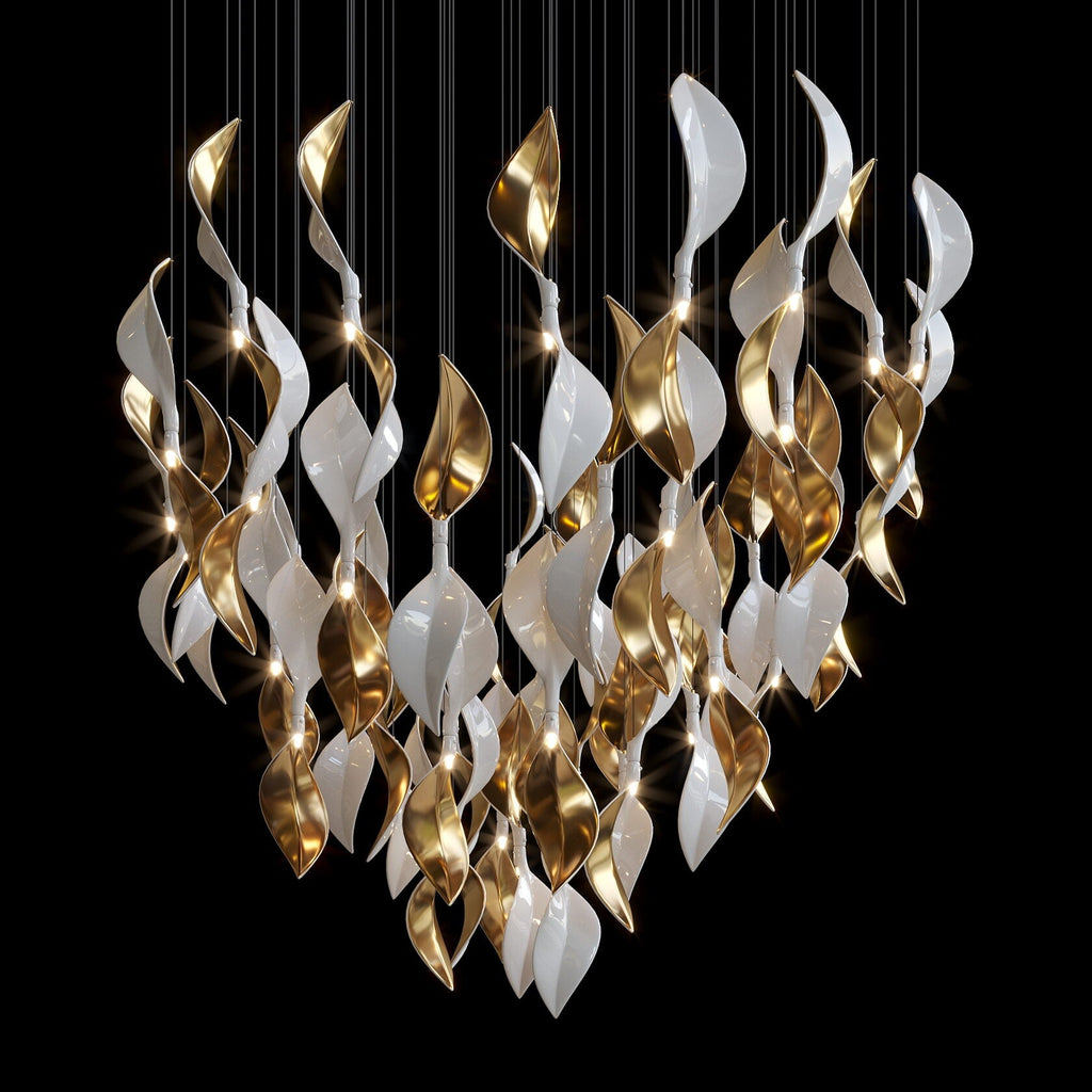White Twist Leaf Garland Chandelier