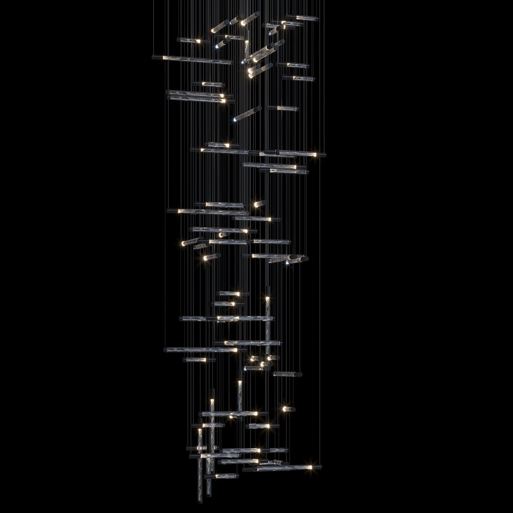 Crystal Beam Grid Chandelier
