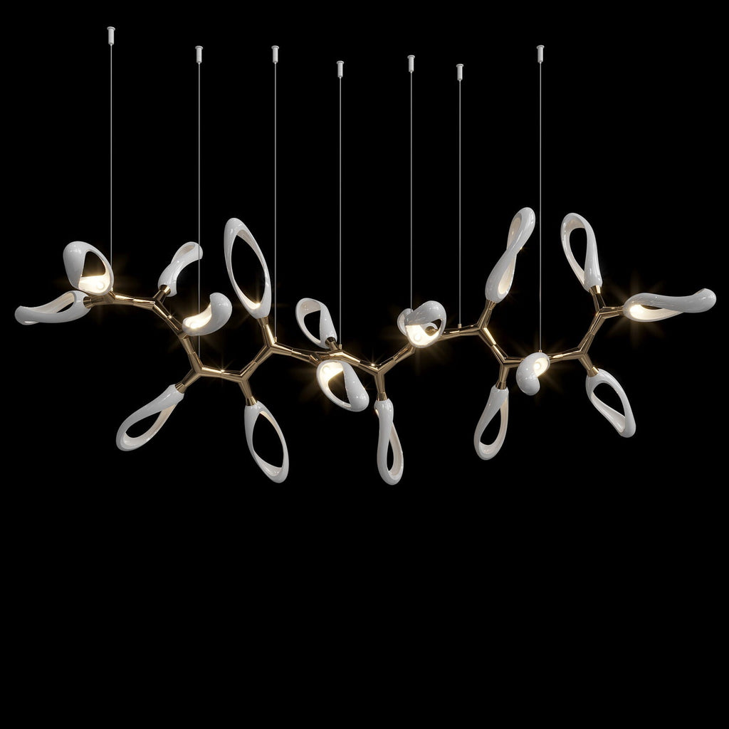 White Orbital Branch Chandelier