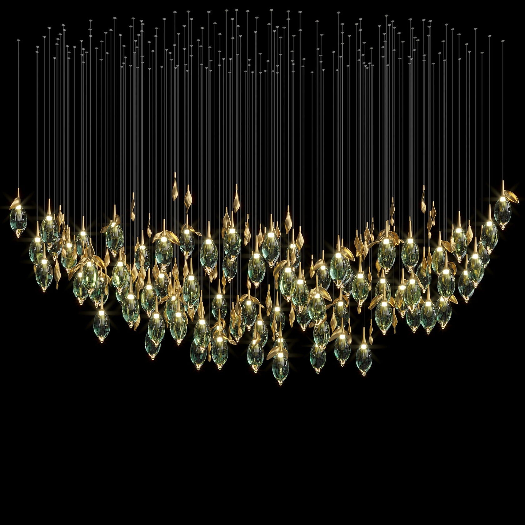 Aqua Seed Pod Chandelier
