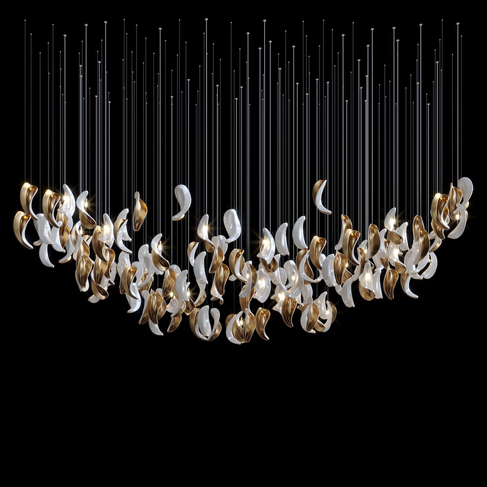 White Crescent Cascade Chandelier