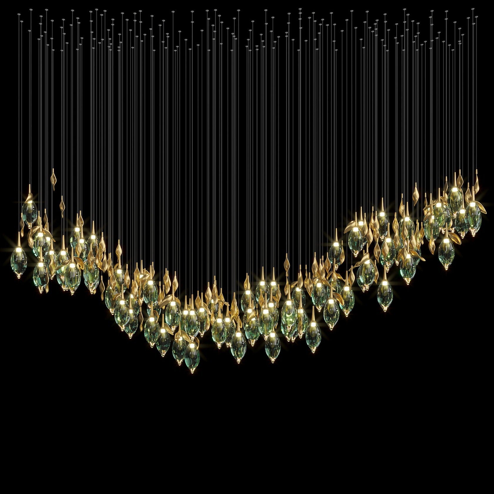 Aqua Seed Pod Chandelier