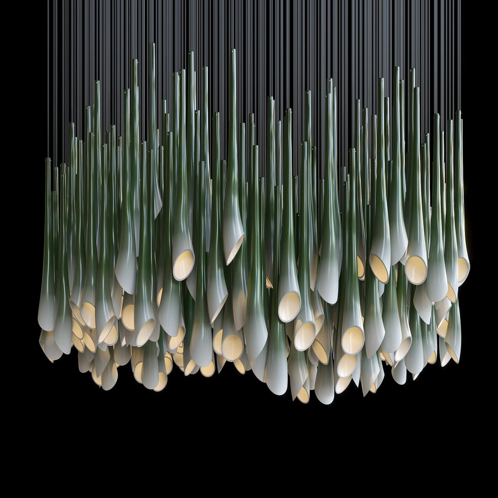 Green Trumpet Cluster Chandelier