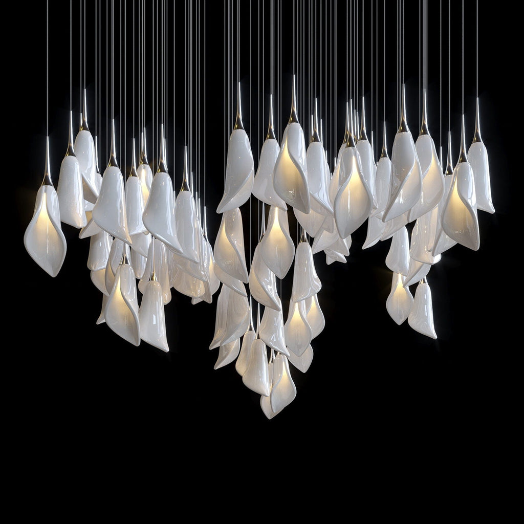 White Petal Drop Chandelier