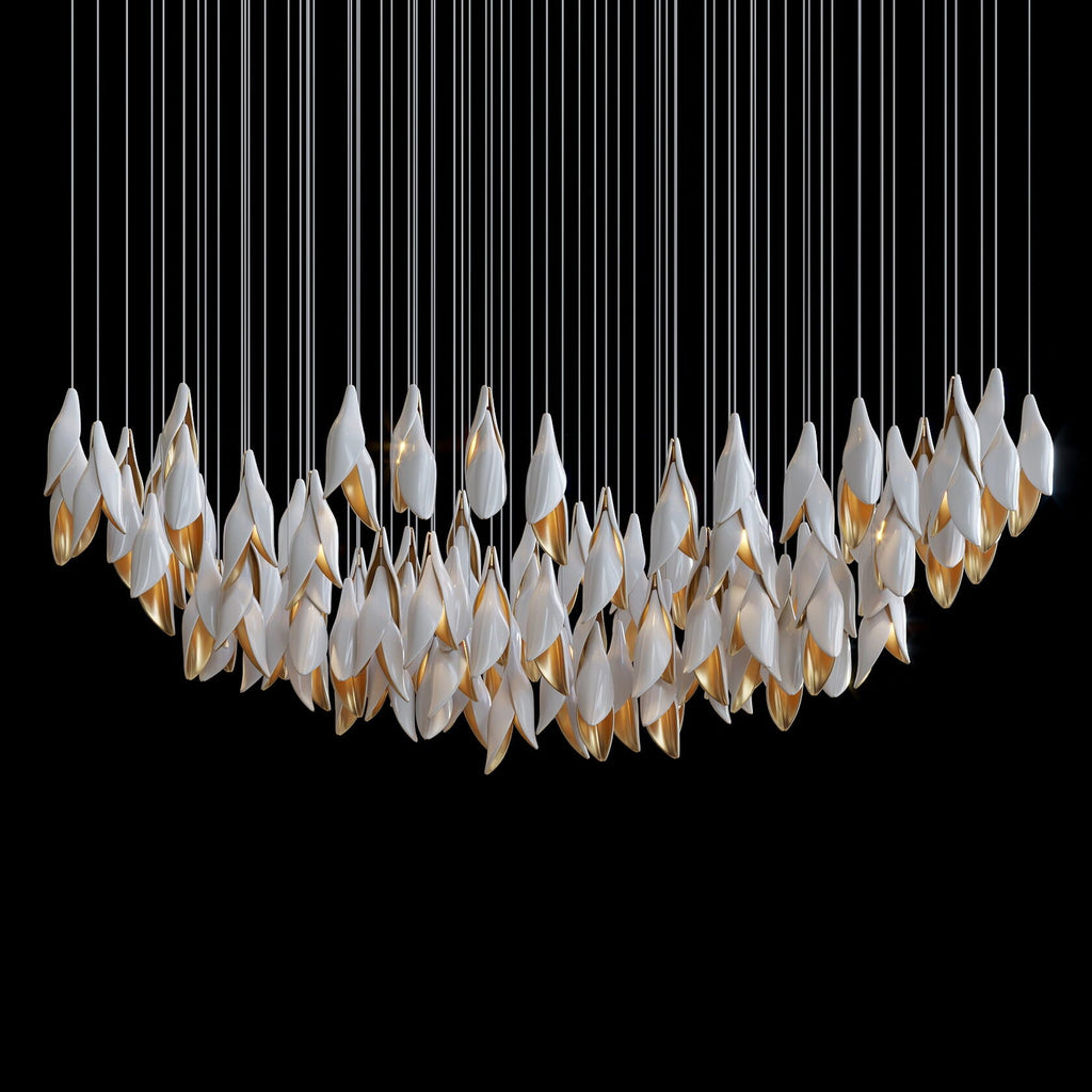 Black Gold Petal Cascade Chandelier