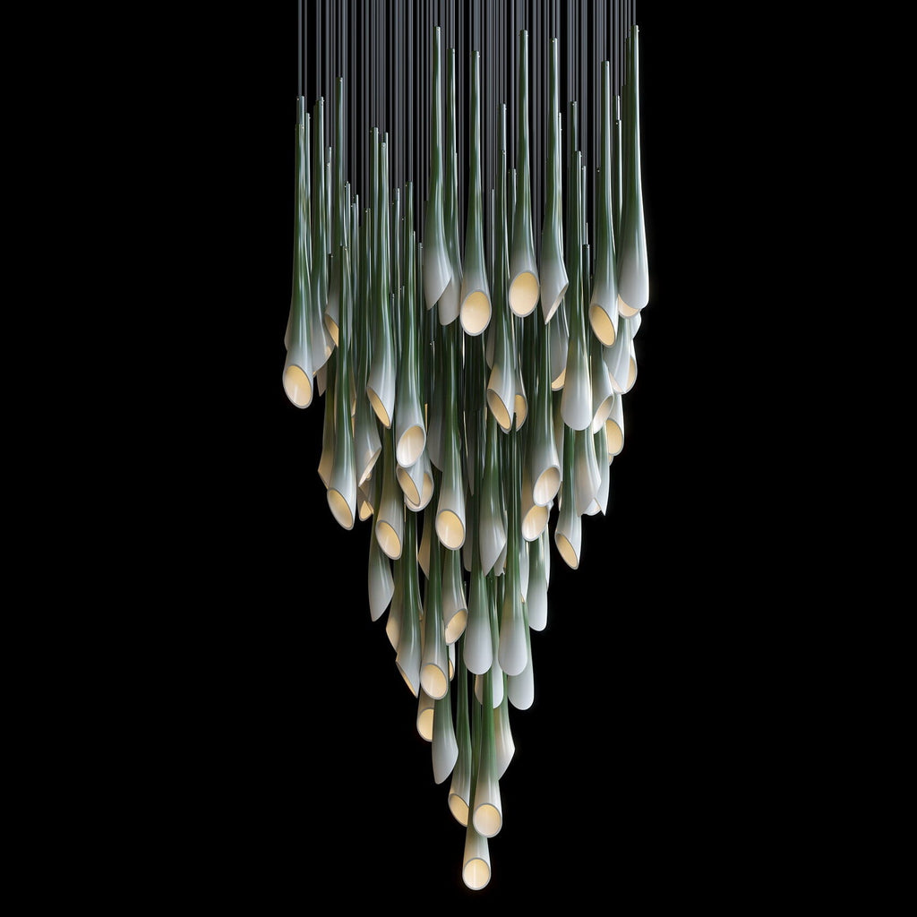 Green Trumpet Cluster Chandelier