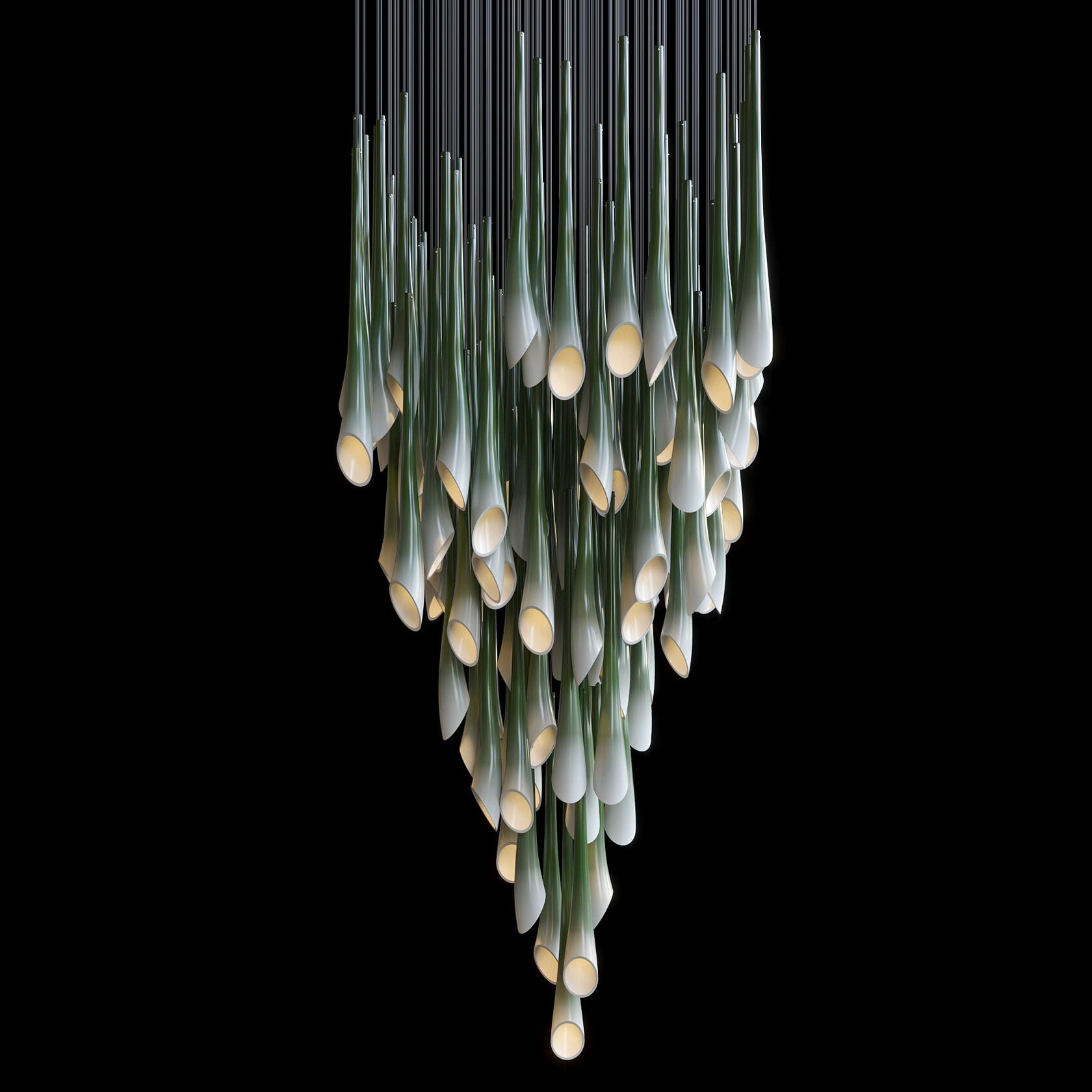 Green Trumpet Cluster Chandelier