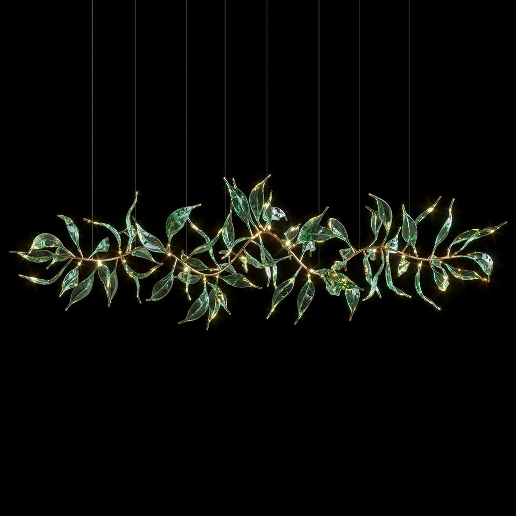Green Glass Leaf Vine Chandelier