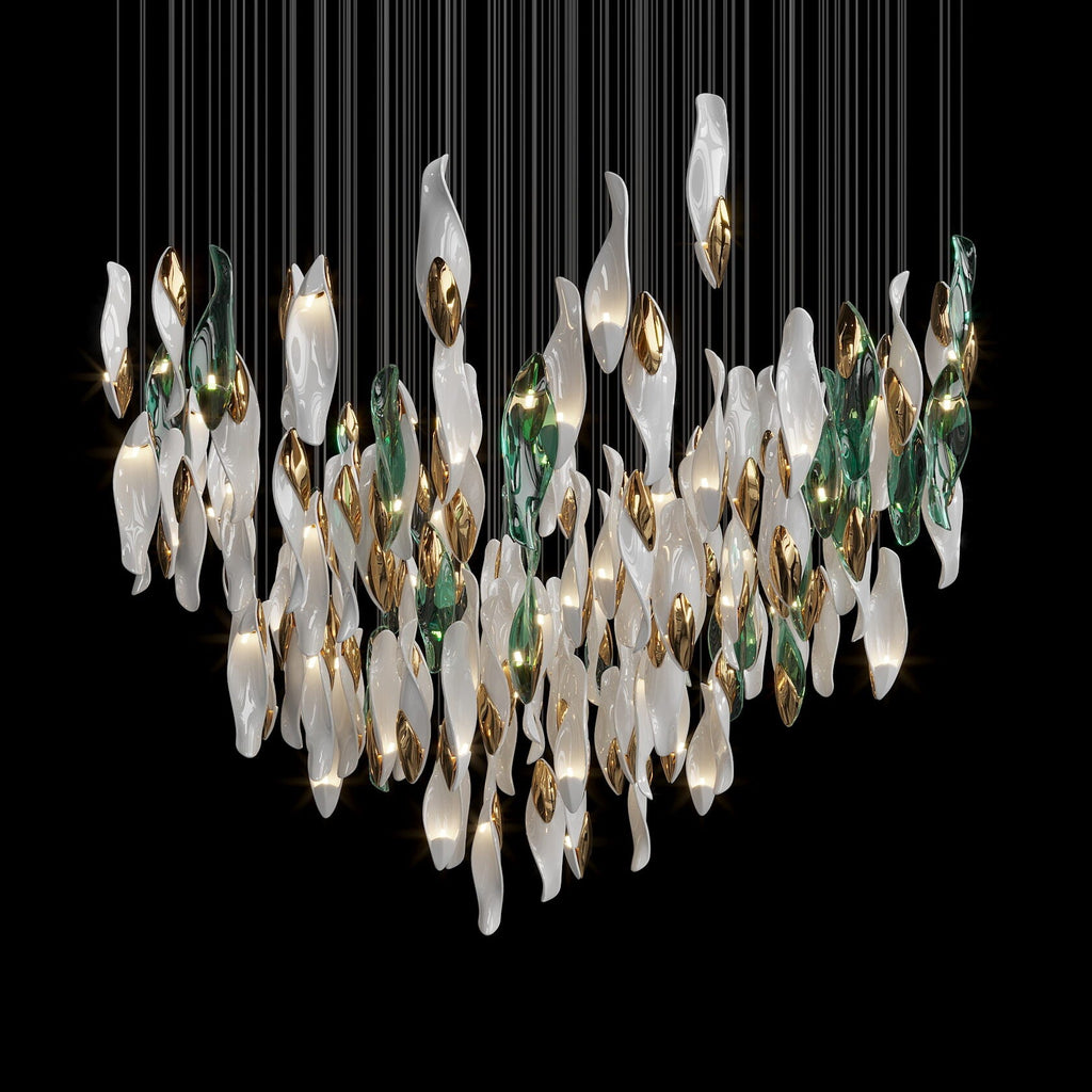 White Sea Petal Cascade Chandelier