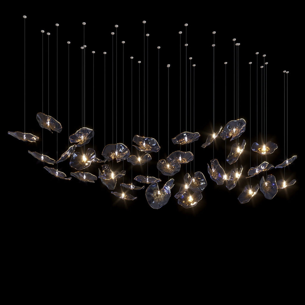 Smoke Glass Lily Cluster Chandelier