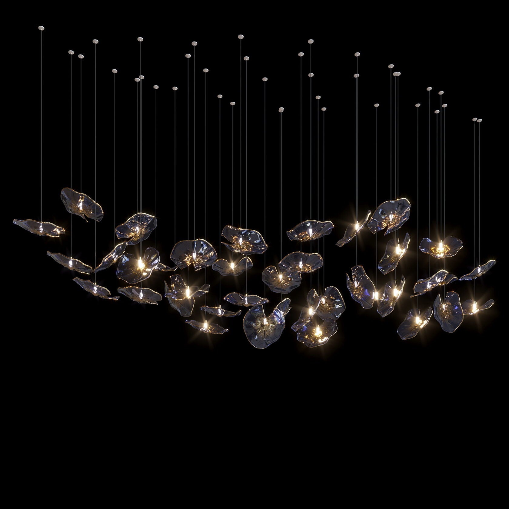 Smoke Glass Lily Cluster Chandelier