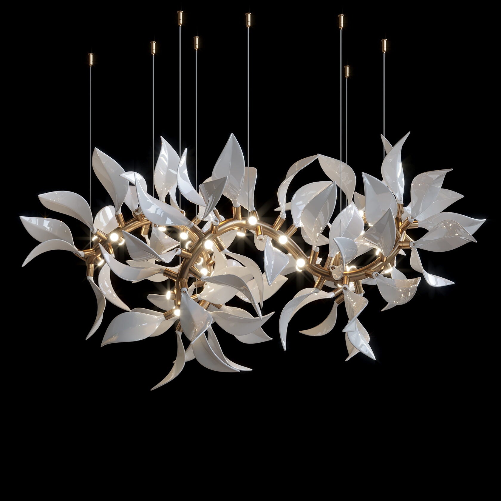 White Leaf Vine Chandelier