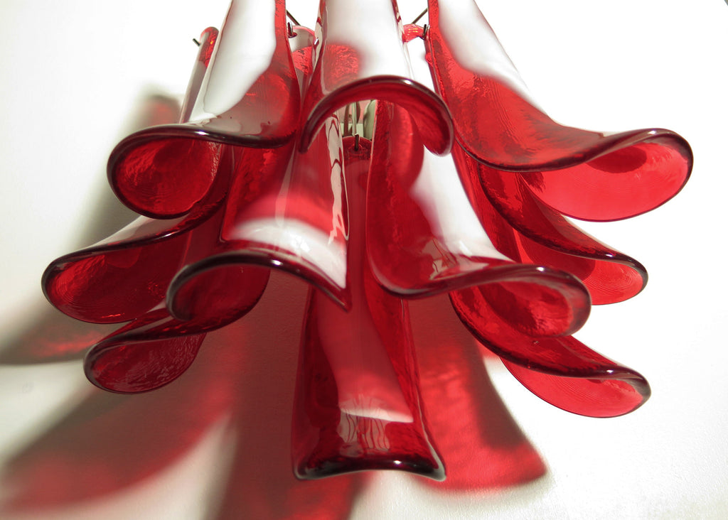 Murano Wall Lamp | 10 Red Petal Glass | Set of 2
