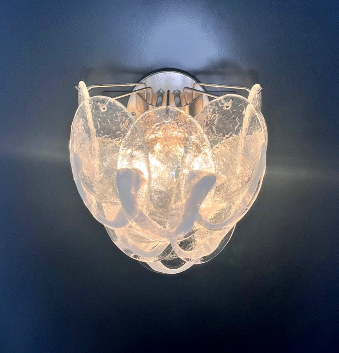 Murano Wall Lamp | 10 Clear Petal Glass | Set of 2