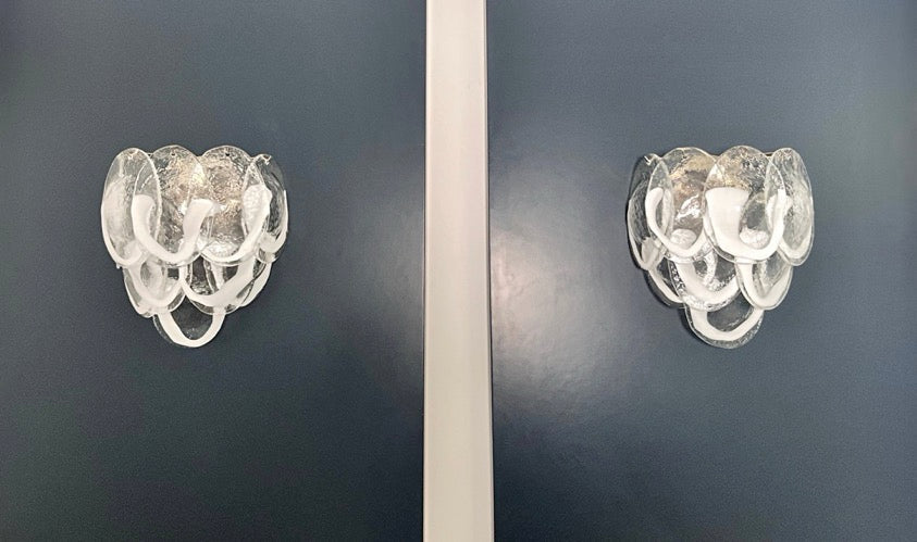 Murano Wall Lamp | 10 Clear Petal Glass | Set of 2