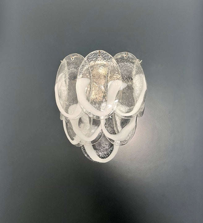 Murano Wall Lamp | 10 Clear Petal Glass | Set of 2