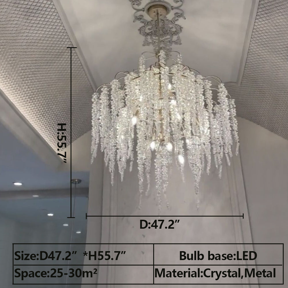 Light Luxury Silver Flower Branch Chandelier with Icicle Details by Bling Lighting Studio