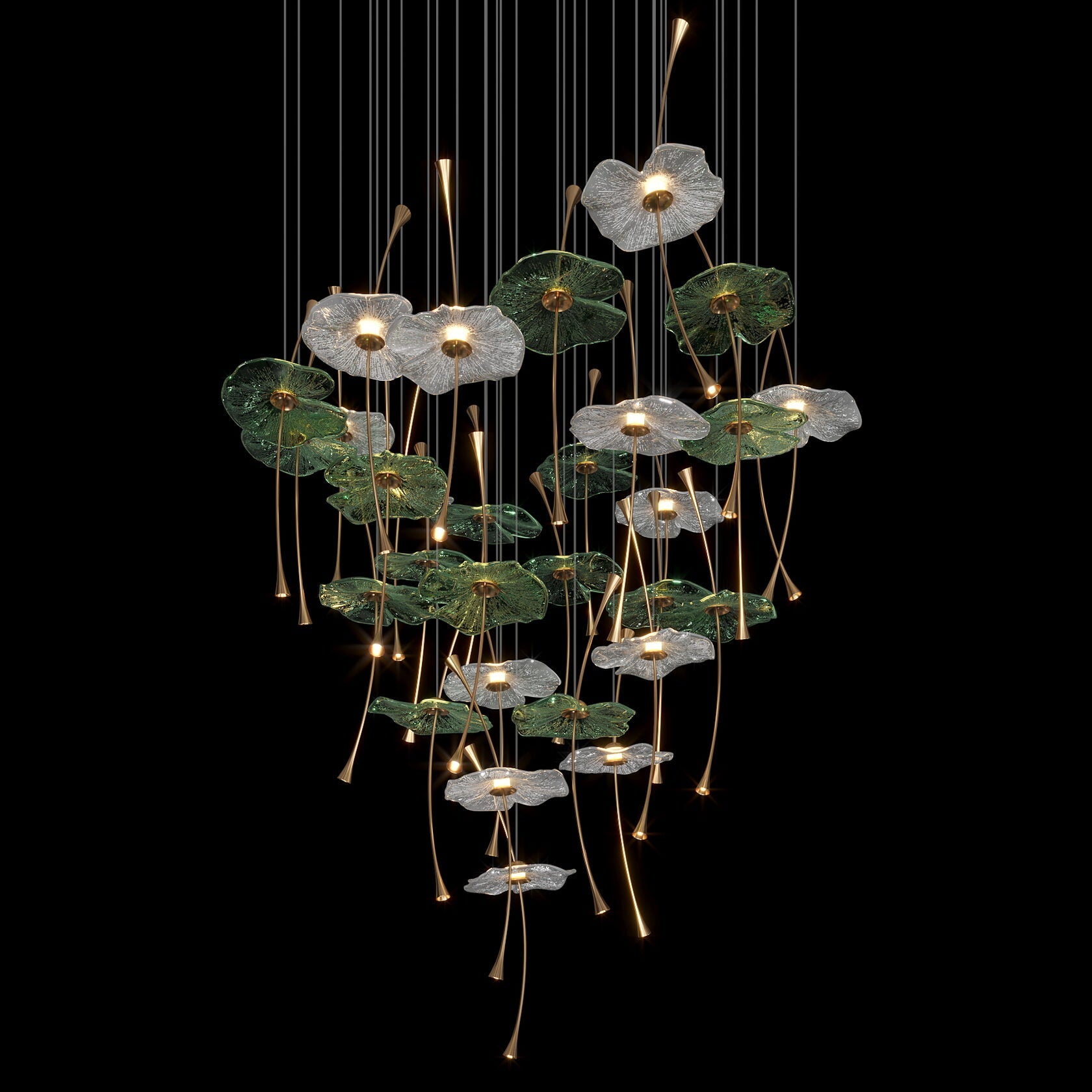 Glass Lotus Pond Chandelier