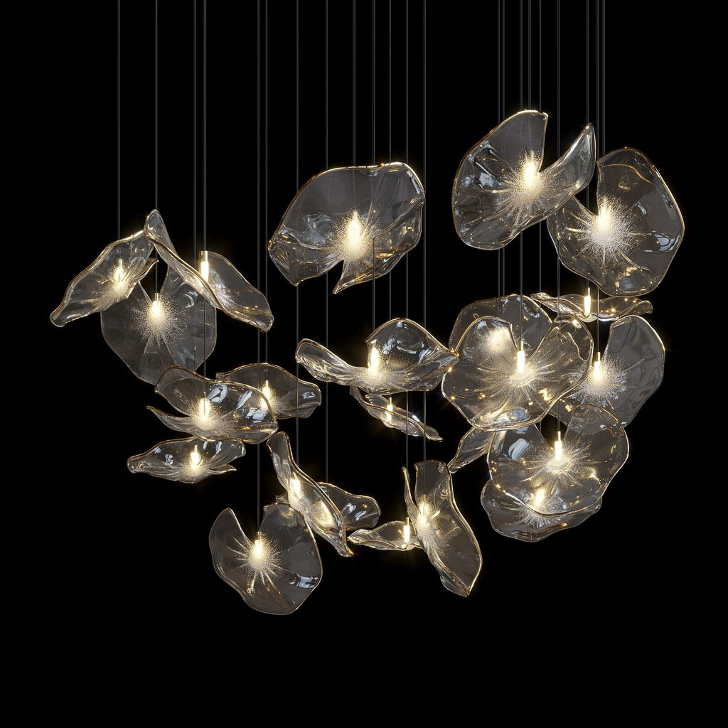 Smoke Glass Lily Cluster Chandelier