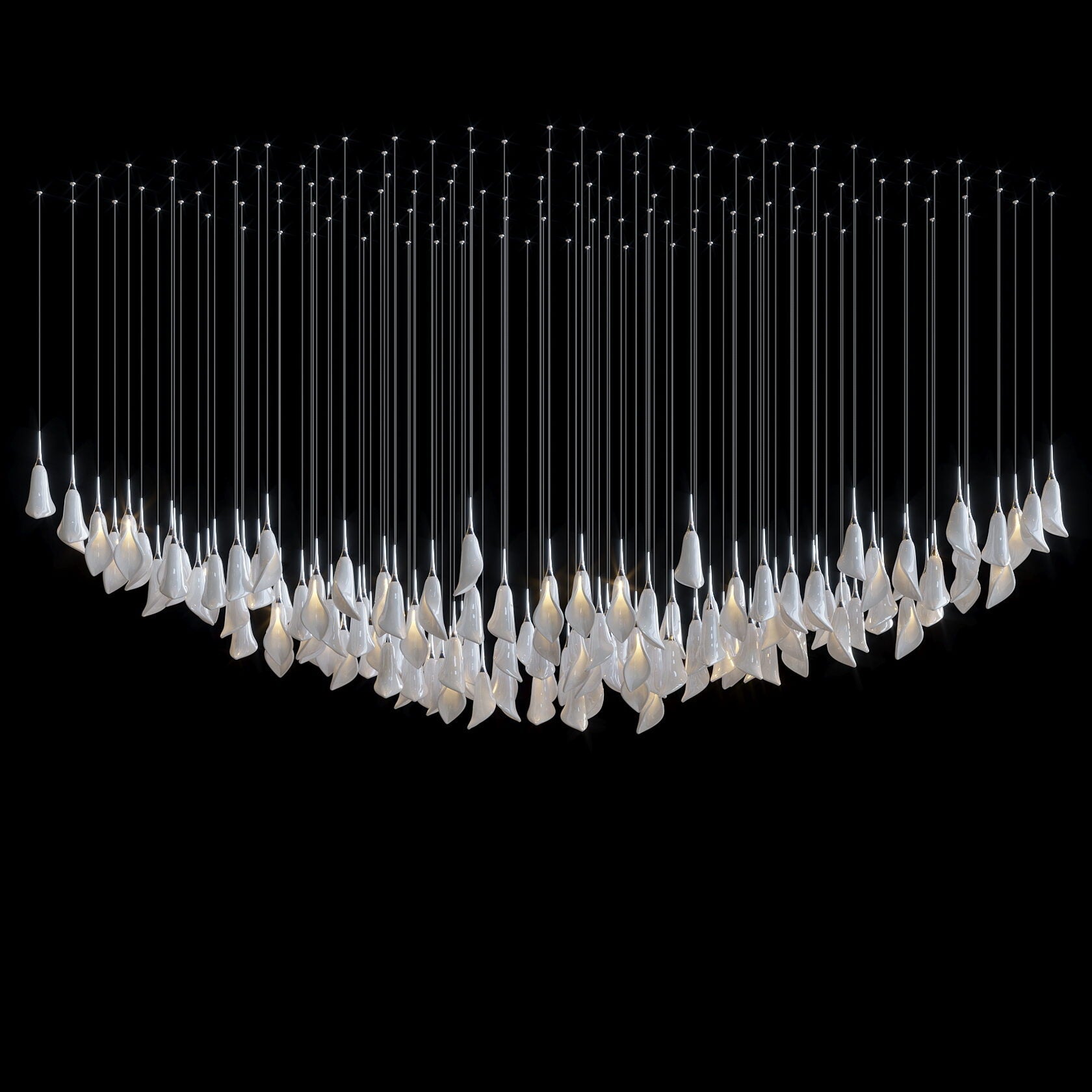 White Petal Drop Chandelier