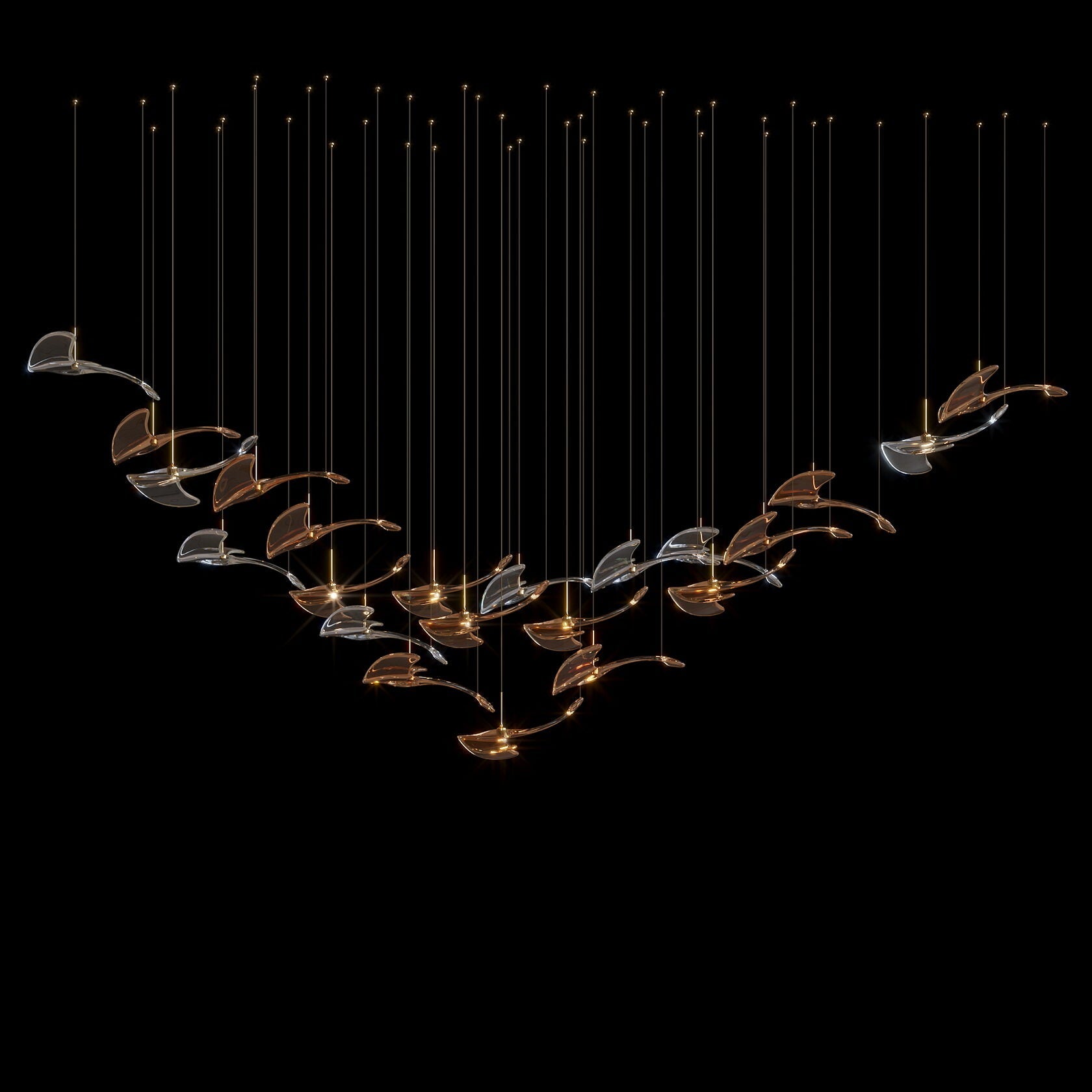 Glass Swallow Flight Chandelier