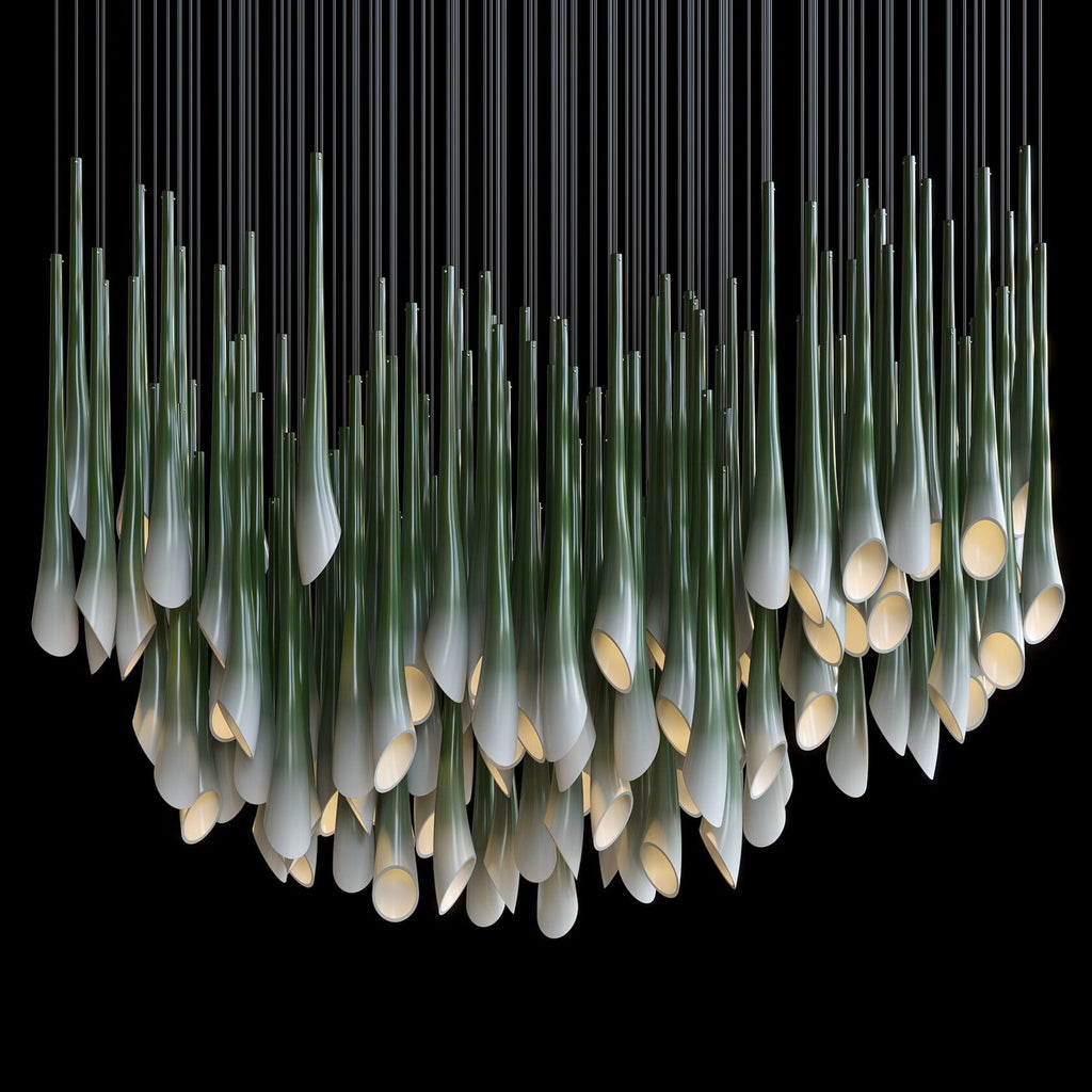 Green Trumpet Cluster Chandelier