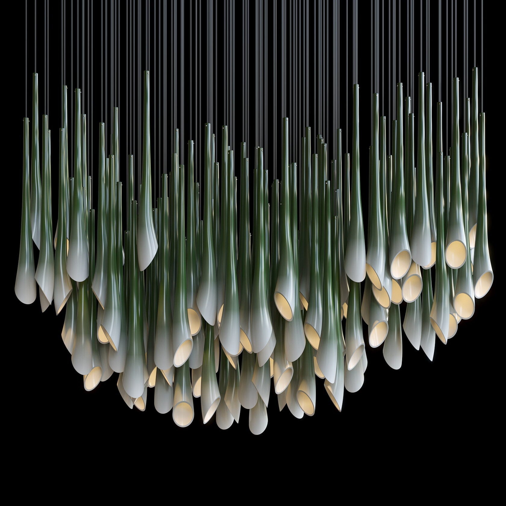 Green Trumpet Cluster Chandelier