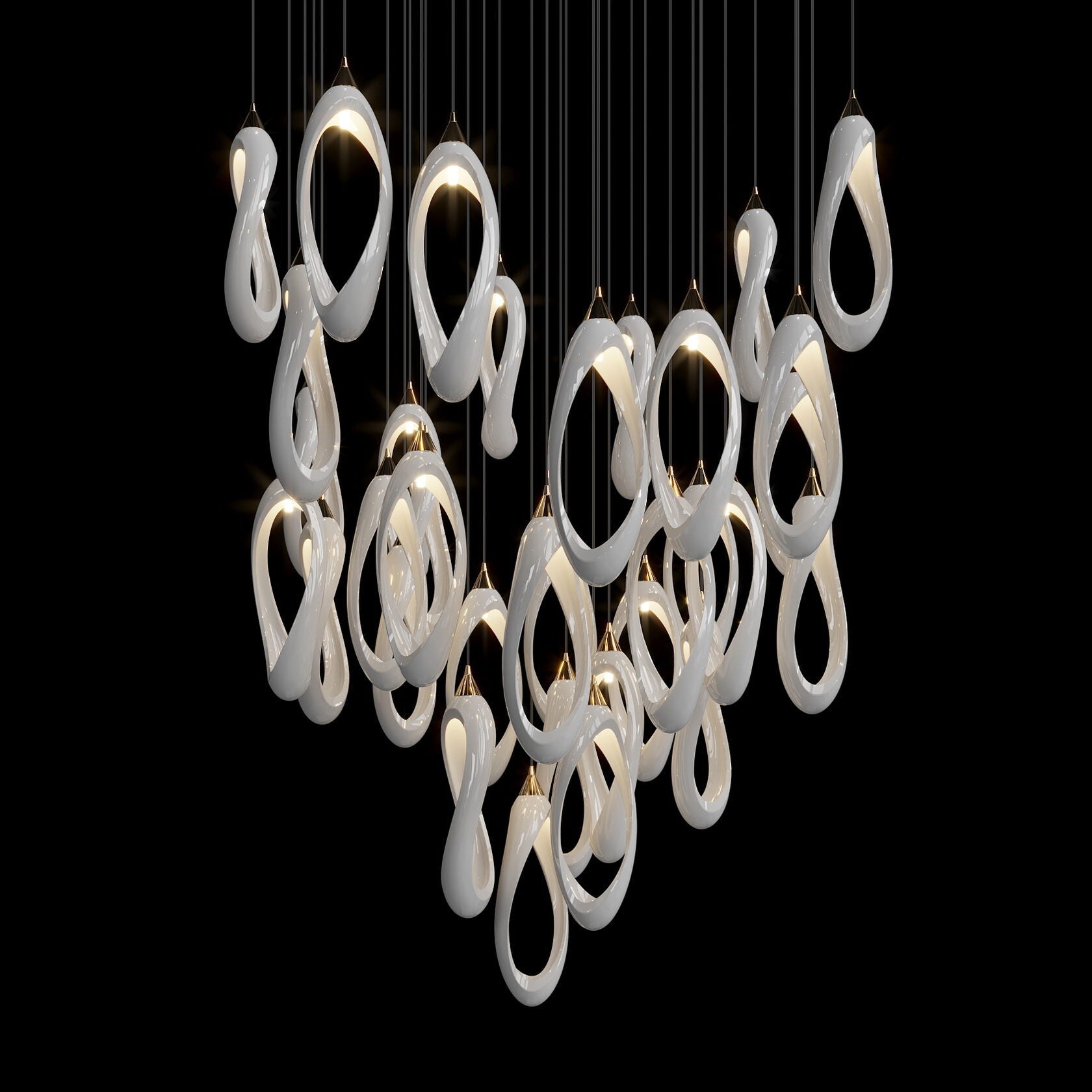 White Ribbon Loop Chandelier
